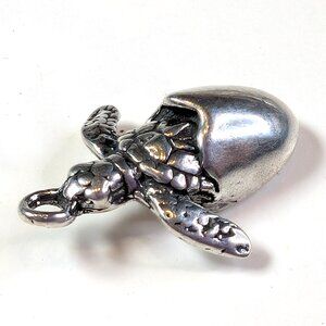 Turtle hatching from egg charm or pendant.